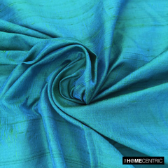 Peacock Green Blue Silk Dupioni Fabric By The Yard