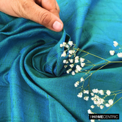 Peacock Green Blue Silk Dupioni Fabric By The Yard