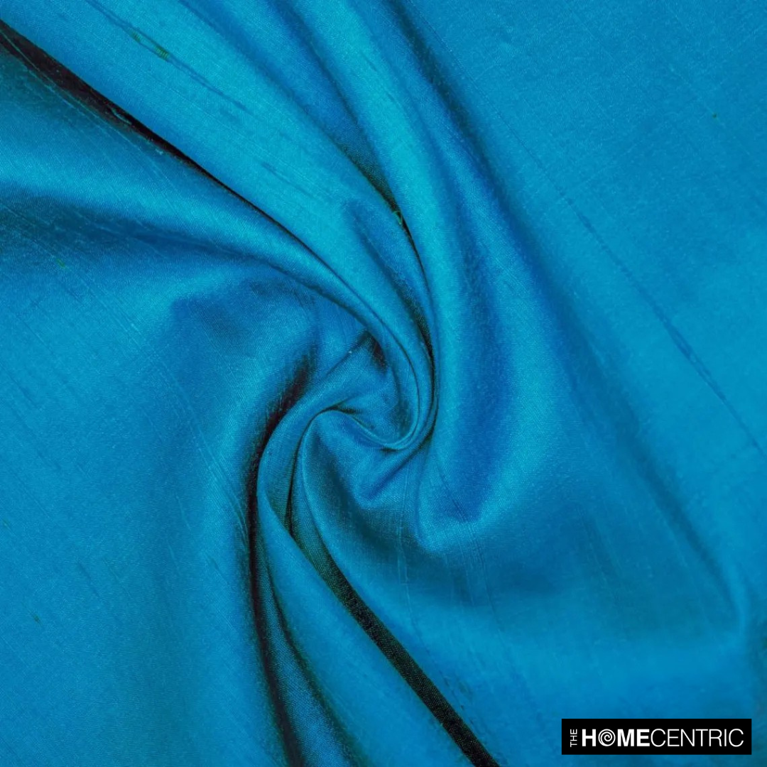 Turquoise Blue 100% Pure Silk Fabric By The Yard
