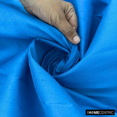 Turquoise Blue 100% Pure Silk Dupioni Fabric By The Yard