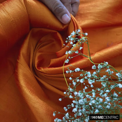 Saffron Orange 100% Pure Silk Dupioni Fabric By The Yard