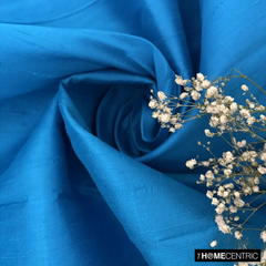 Turquoise Blue 100% Pure Silk Dupioni Fabric By The Yard