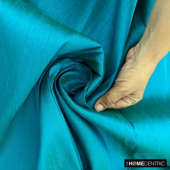 Turquoise Green 100% Pure Silk Dupioni Fabric By The Yard