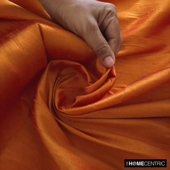 Saffron Orange 100% Pure Silk Dupioni Fabric By The Yard