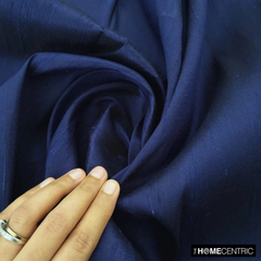 Navy Blue 100% Pure Silk Dupioni Fabric By The Yard