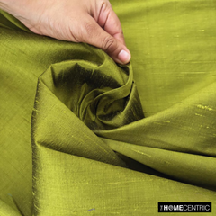 Olive Green 100% Pure Silk Dupioni Fabric By The Yard