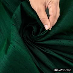 Bottle Green 100% Pure Silk Dupioni Fabric By The Yard