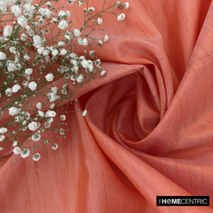 Coral Orange Art Silk / Faux Silk Fabric By The Yard
