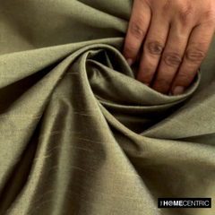 Dull Olive Green Art Silk / Faux Silk Fabric By The Yard