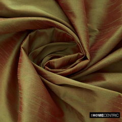 Green And Orange Art Silk / Faux Silk Fabric By The Yard