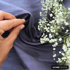 Midnight Blue 100% Pure Silk Dupioni Fabric By The Yard