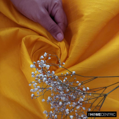 Bright Saffron Yellow 100% Pure Silk Dupioni Fabric By The Yard