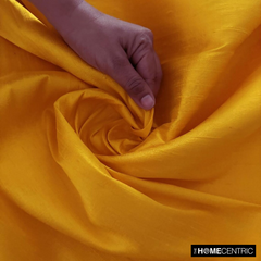 Bright Saffron Yellow 100% Pure Silk Dupioni Fabric By The Yard