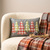 Gray Cotton Linen Decorative Lumbar Pillow Cover - Christmas Magic