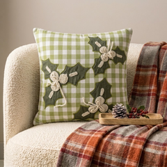Green Cotton Decorative Throw Pillow Cover - Mistle Bliss