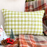Green Cotton Plaid Decorative Lumbar Pillow Cover -Xmas Merry