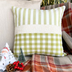 Green Cotton Handmade Throw Pillow Cover - Elf Mischief