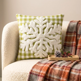 Green Cotton Decorative Throw Pillow Cover - Snowdust Flake