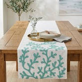 Silk Ivory Decorative Table Runner - Beach Coral