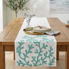 Silk Ivory Decorative Table Runner - Beach Coral