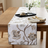 Ivory Cotton Decorative Table Runners - Creamy Blooms