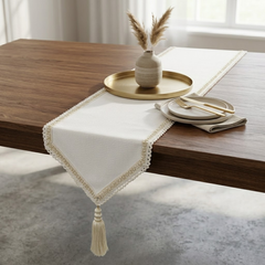 Pearl Radiance - Ivory Jute Decorative Table Runner