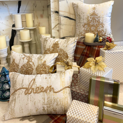 Gold Velvet Decorative Throw Pillow Cover - Shimmer Ornament