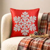 Red Silk Decorative Throw Pillow Cover - Snowlit Flake