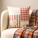 Red Cotton Decorative Throw Pillow Cover - Heart Check