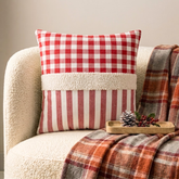 Red Cotton Decorative Throw Pillow Cover - Jolly Santa