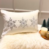 White Velvet Decorative Lumbar Pillow Cover - Shimmer Frost