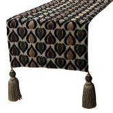 Peacock Art Deco - Velvet Black, Brown Decorative Table Runners