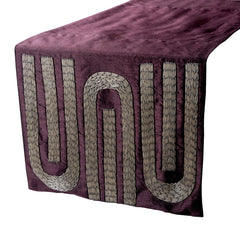 Silver Pipe - Silk Dupioni Purple, Silver Decorative Table Runners