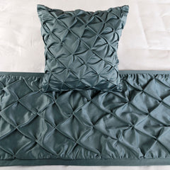 Satin Nights - Blue Satin Decorative Bed Runner and Pillow Cover