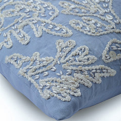Pearly Sea Tangle - Light Blue Cotton Linen Throw Pillow Cover