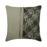 Grey Half Tone - Grey Linen & Faux Leather Throw Pillow Cover
