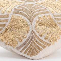 Gold Ginko Leaves - Gold Cotton Linen Decorative Euro Sham
