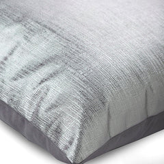 Silver Leather Strokes - Silver Faux Leather Throw Pillow Cover