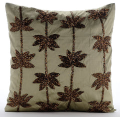Brown Lotus Dreams Pillow Cover