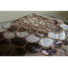 Brown Wildflower - Brown Art Silk Decorative Euro Sham