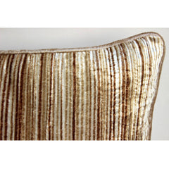 Brown Stripes - Beige Velvet Decorative Euro Sham