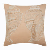 Shell Mates - Beige Cotton Linen Throw Pillow Cover