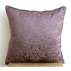 Purple Gold Damask - Purple Art Silk Throw Pillow Cover