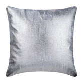 Silver Leather Strokes - Silver Faux Leather Throw Pillow Cover