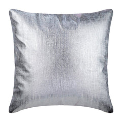 Silver Leather Strokes - Silver Faux Leather Throw Pillow Cover