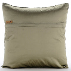 Brown Lotus Dreams - Sage Green Taffeta Decorative Euro Sham