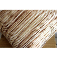 Brown Stripes - Beige Velvet Decorative Euro Sham