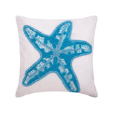 Starfish Island - White Linen Throw Pillow Cover