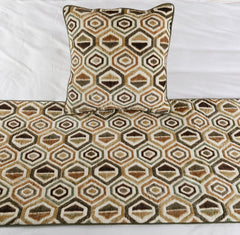 Hex Element - Velvet Beige Decorative Bed Runner and Pillow Cover