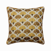 Autumn Flourish - Beige Cotton Throw Pillow Cover